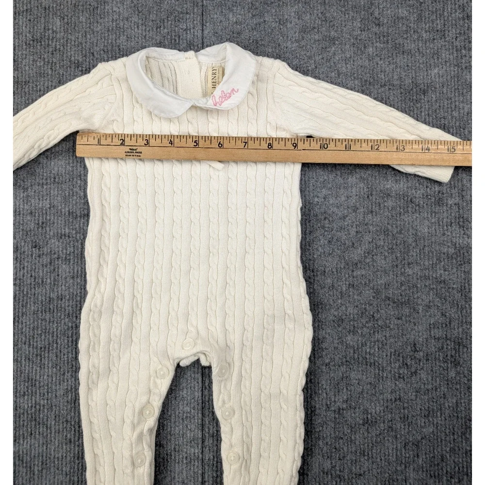 Hope & Henry One Piece Baby Girl 3-6M Cable Knit Jumper Organic Cotton Timeless
